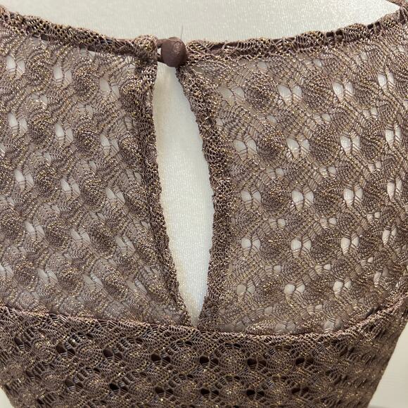 JAX BRONZE Brown Lace Exquisite Cocktail Metallic Thread Cap Sleeve Dress size 8 - Picture 5 of 10